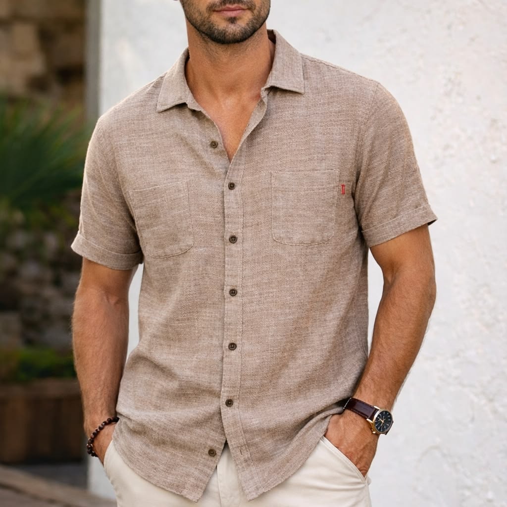 Beige Short Sleeve Shirt