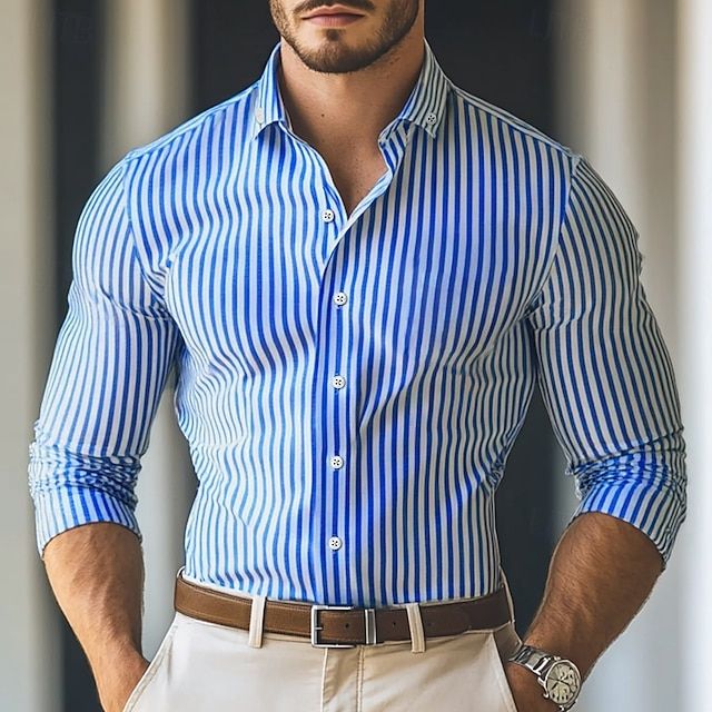 Blue Striped Formal Shirt