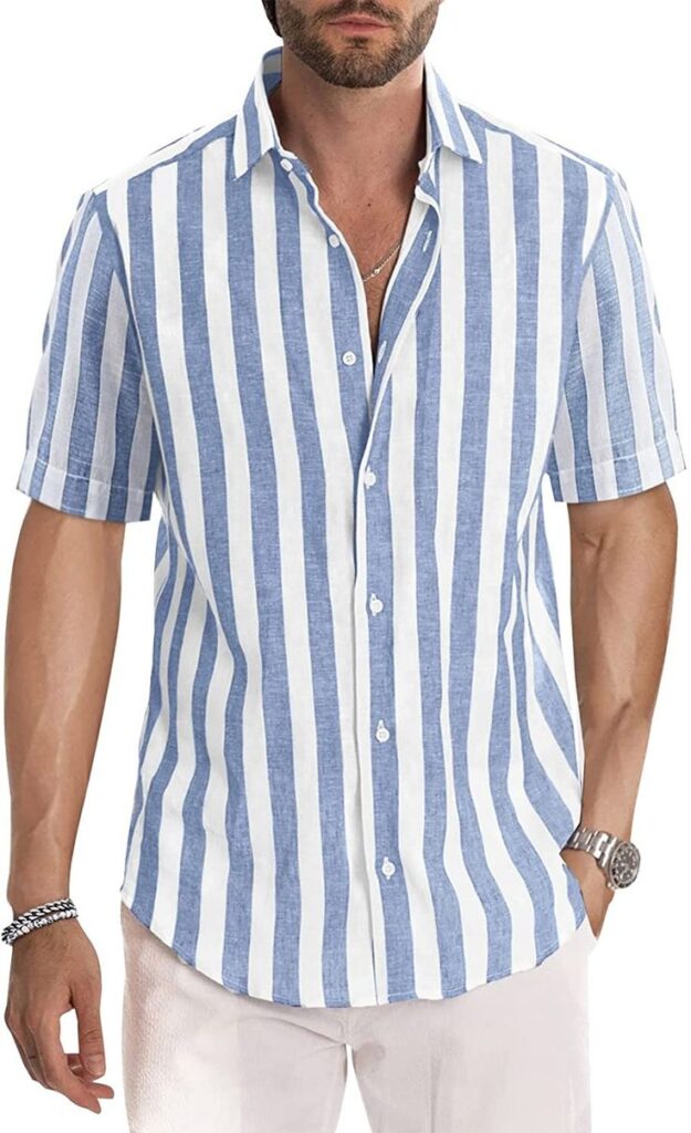 Blue Striped Short Sleeve Shirt