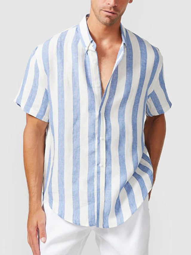 Blue Striped Short Sleeve Shirt