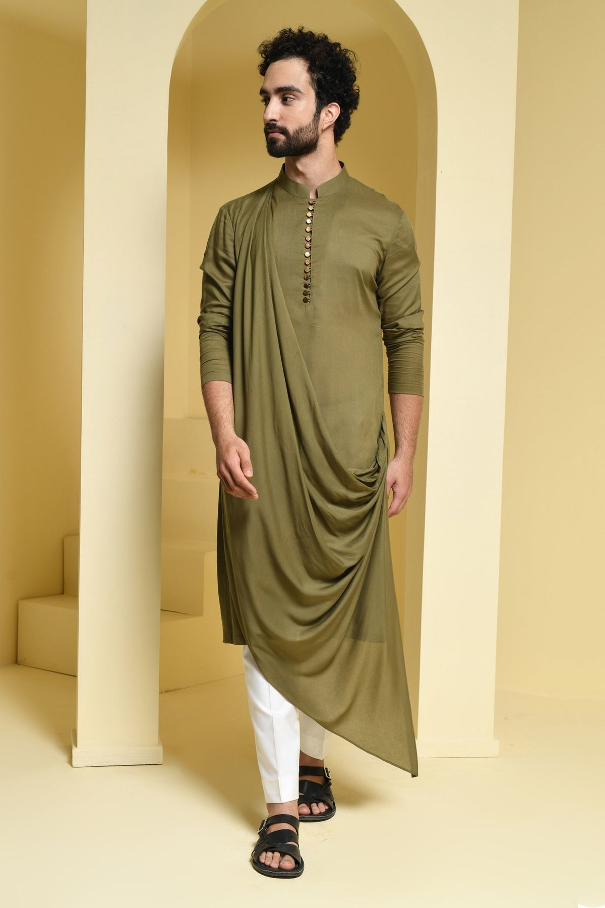 Cowl Draped Kurta — 1