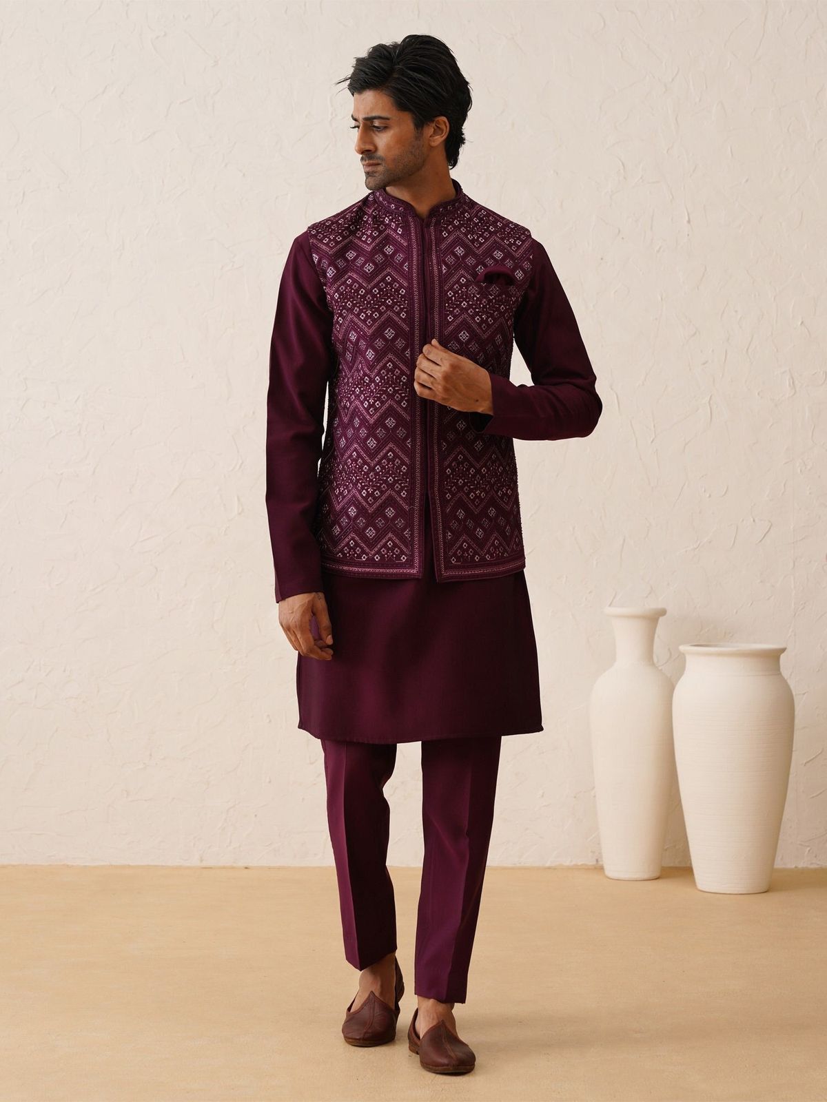 Prestige Maroon Bundi Jacket — 2