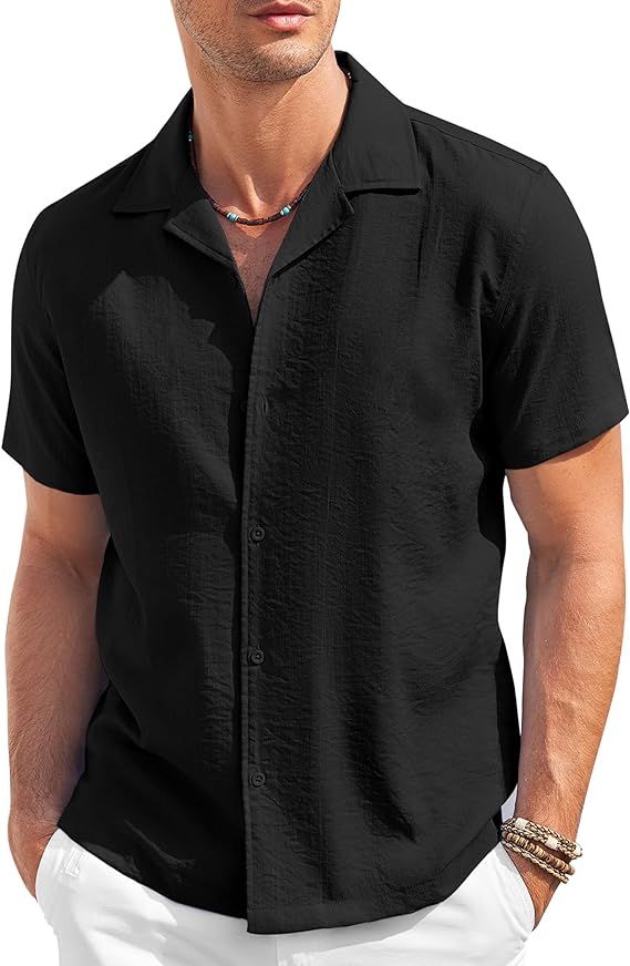 Black Cuban Collar Shirt